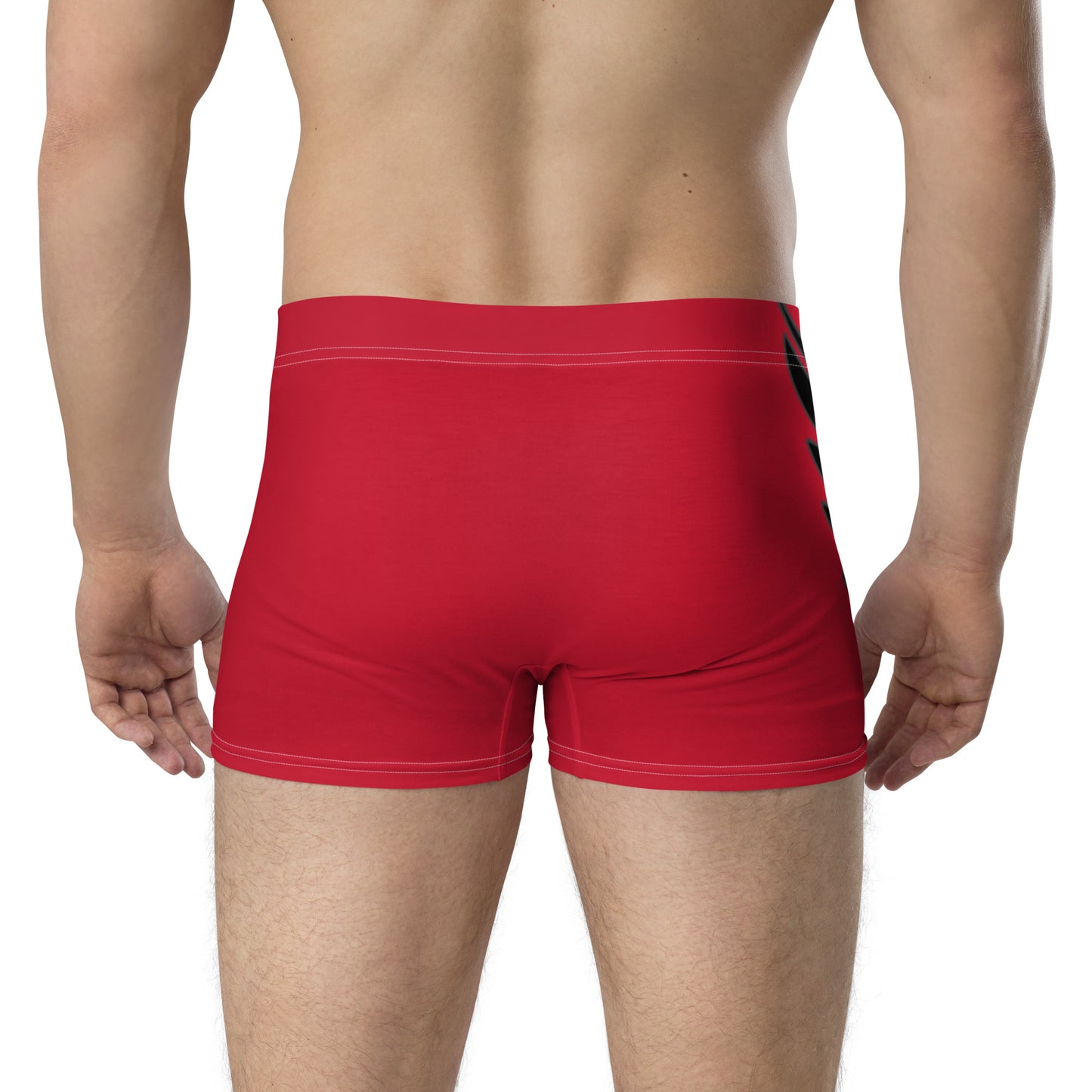 Men's Red PWRF Brand Logo Right Leg Boxer Briefs