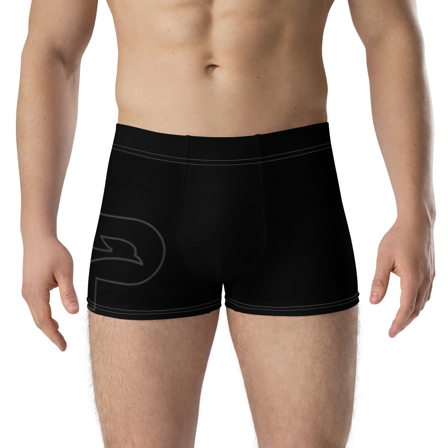 Men's Black PWRF Brand Logo Right Leg Boxer Briefs