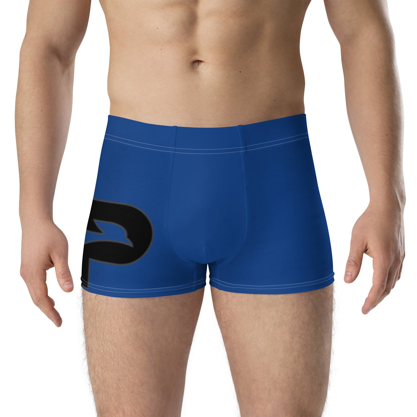 Men's Blue PWRF Brand Logo Right Leg Boxer Briefs