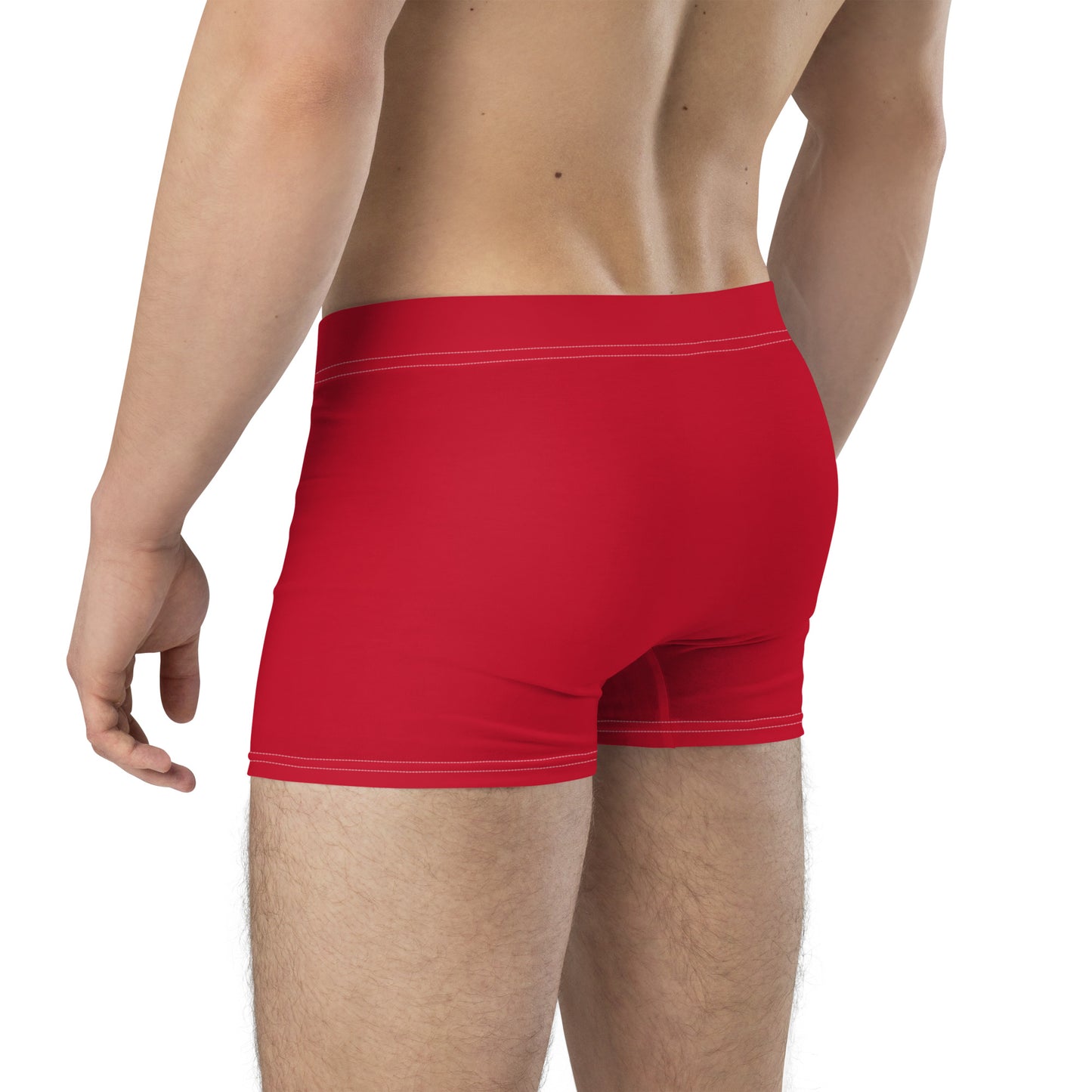 Men's Red PWRF Brand Logo Right Leg Boxer Briefs