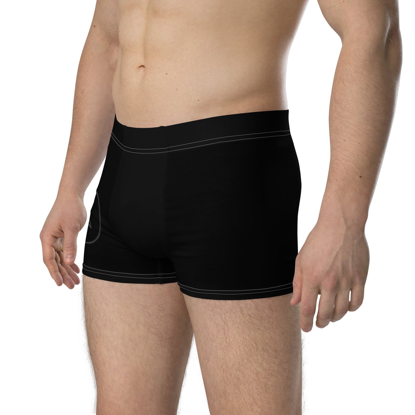 Men's Black PWRF Brand Logo Right Leg Boxer Briefs