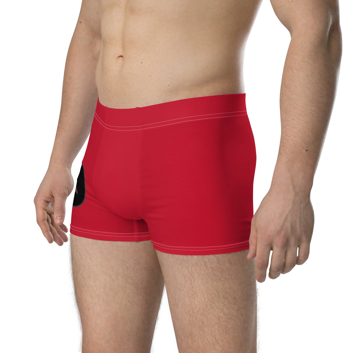 Men's Red PWRF Brand Logo Right Leg Boxer Briefs