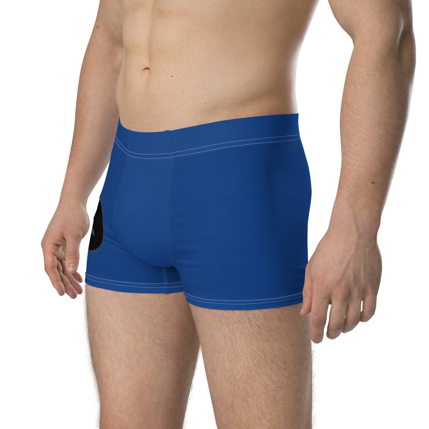 Men's Blue PWRF Brand Logo Right Leg Boxer Briefs