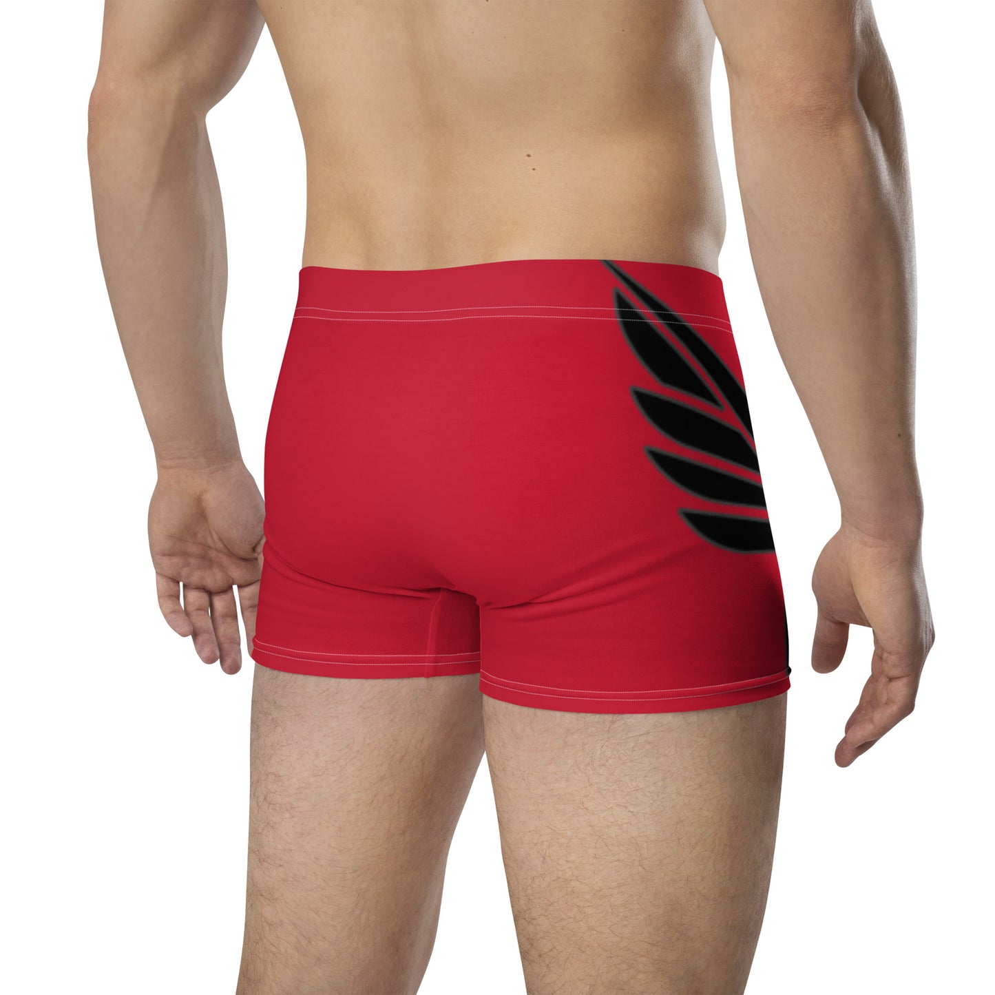 Men's Red PWRF Brand Logo Right Leg Boxer Briefs