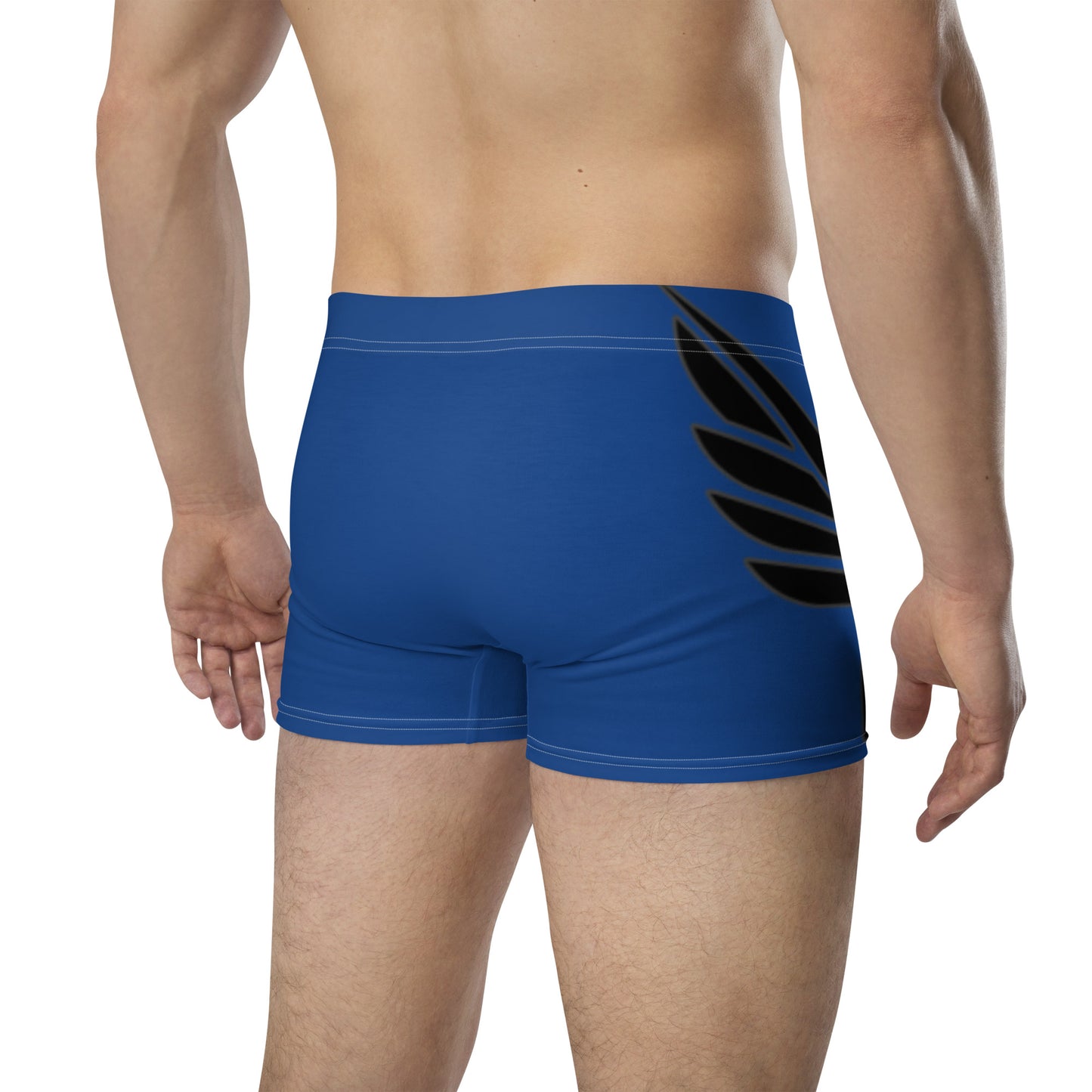 Men's Blue PWRF Brand Logo Right Leg Boxer Briefs