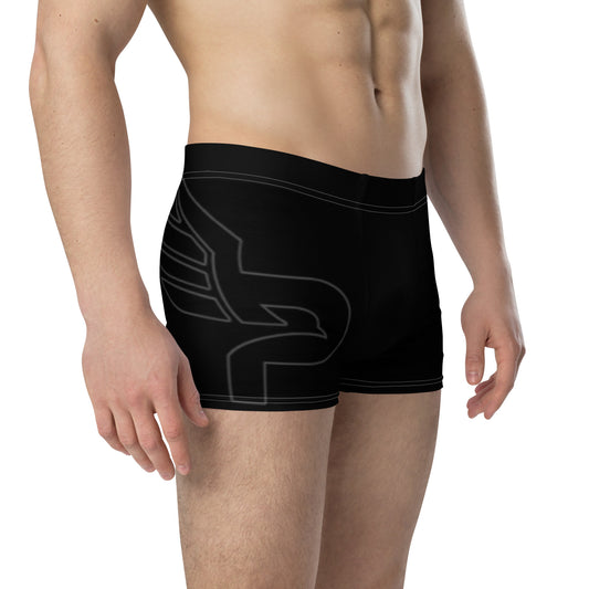 Men's Black PWRF Brand Logo Right Leg Boxer Briefs