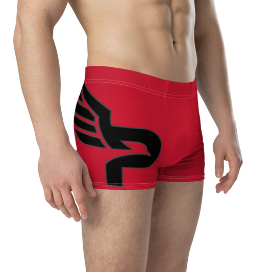 Men's Red PWRF Brand Logo Right Leg Boxer Briefs