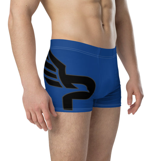 Men's Blue PWRF Brand Logo Right Leg Boxer Briefs