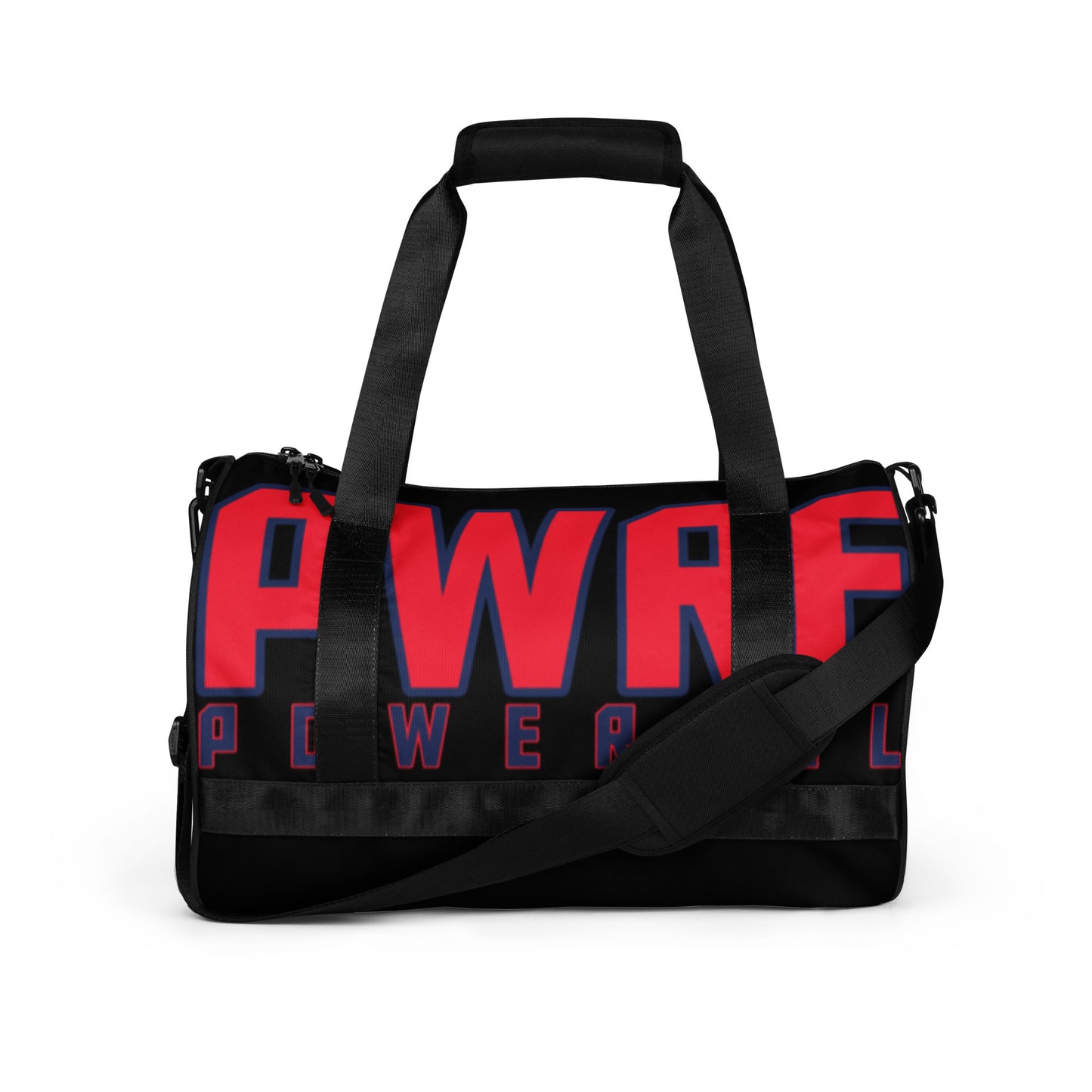 PWRF POWERFUL Black and Red All-over Print Gym Bag