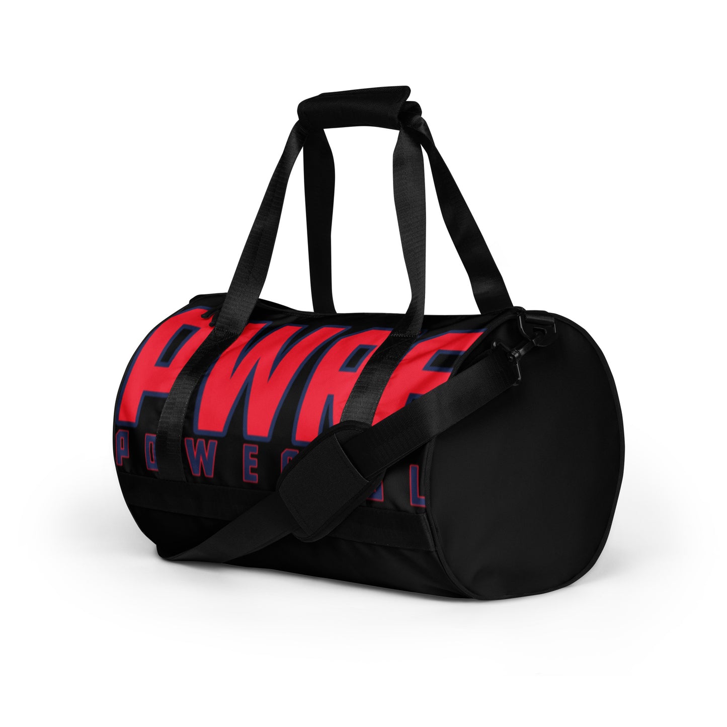 PWRF POWERFUL Black and Red All-over Print Gym Bag