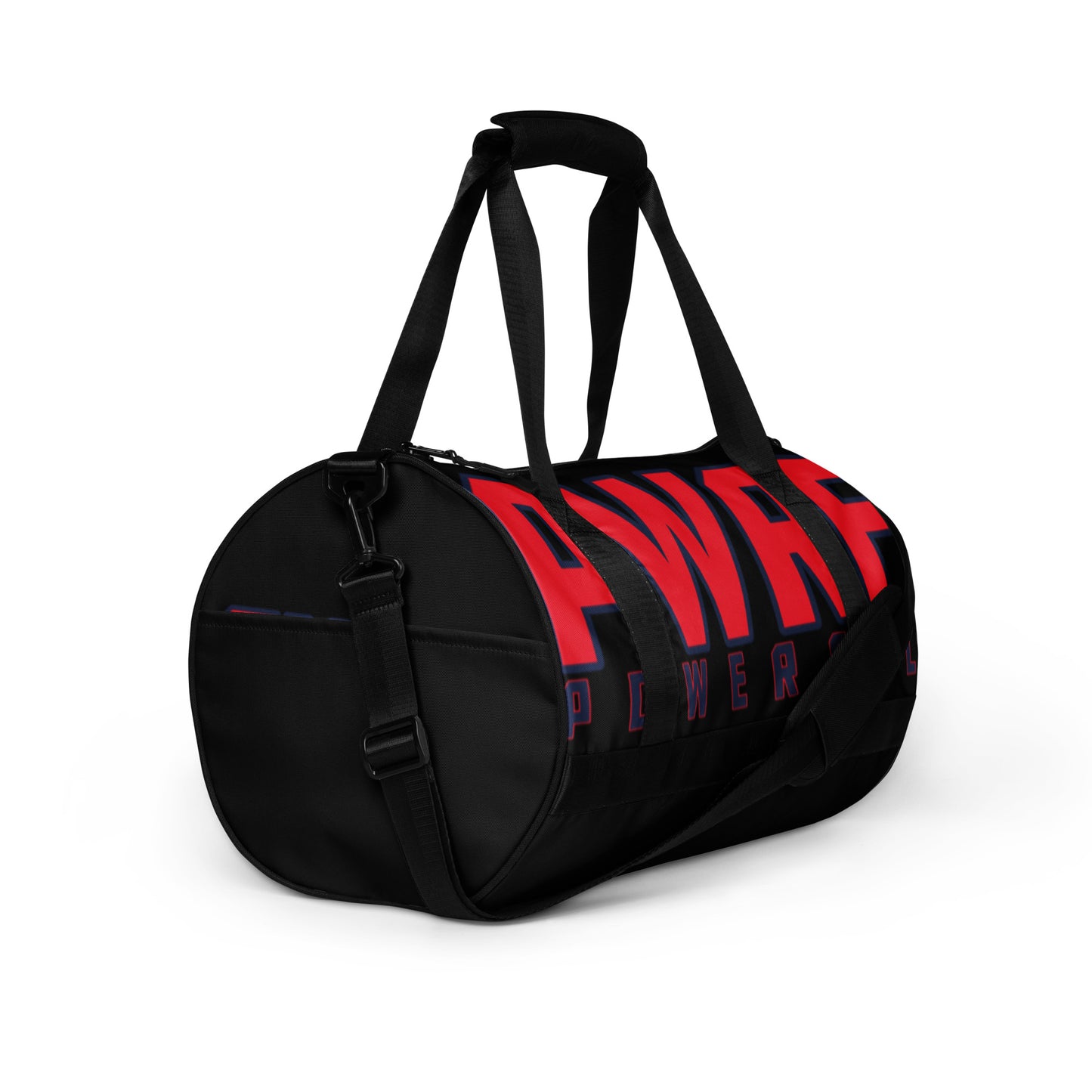 PWRF POWERFUL Black and Red All-over Print Gym Bag