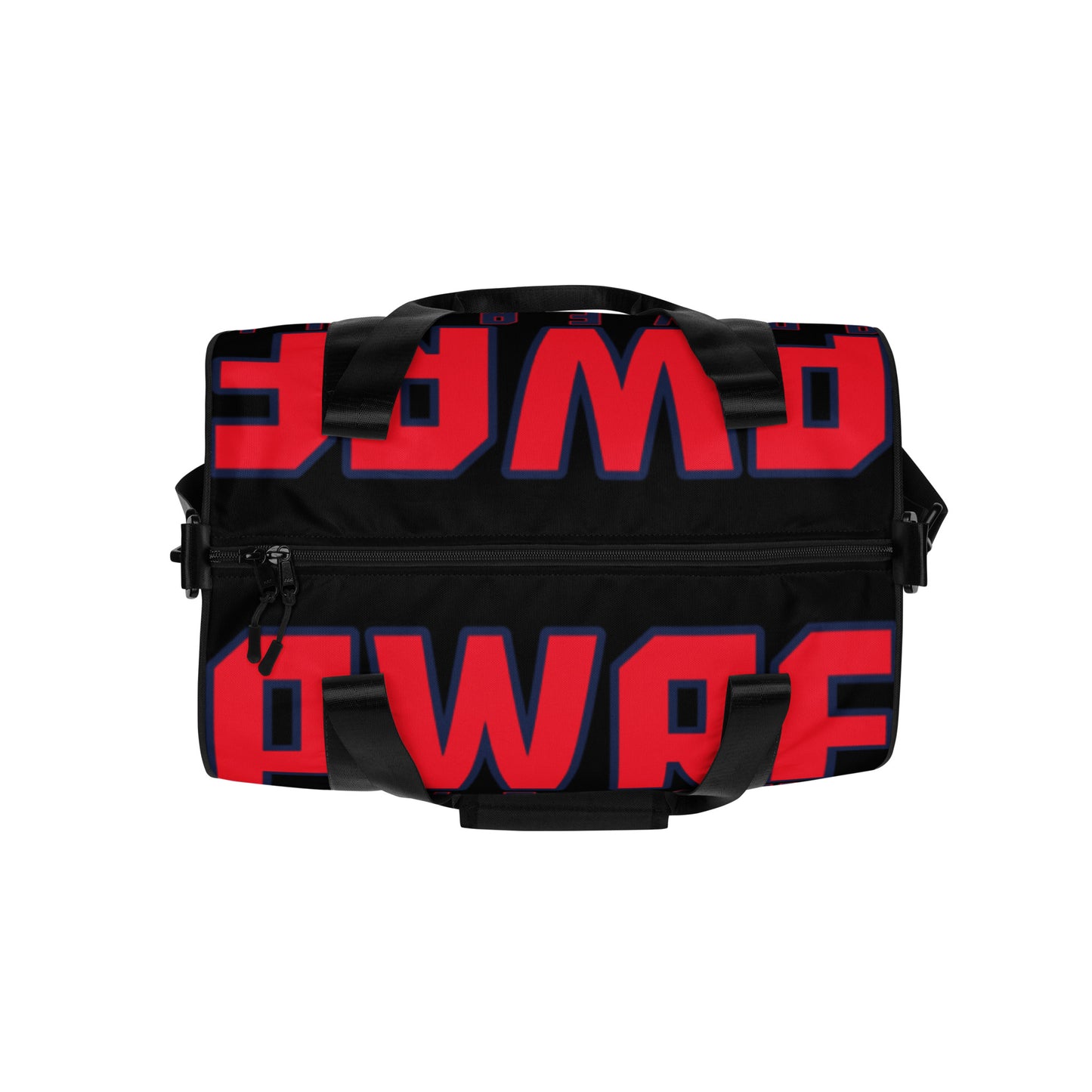 PWRF POWERFUL Black and Red All-over Print Gym Bag