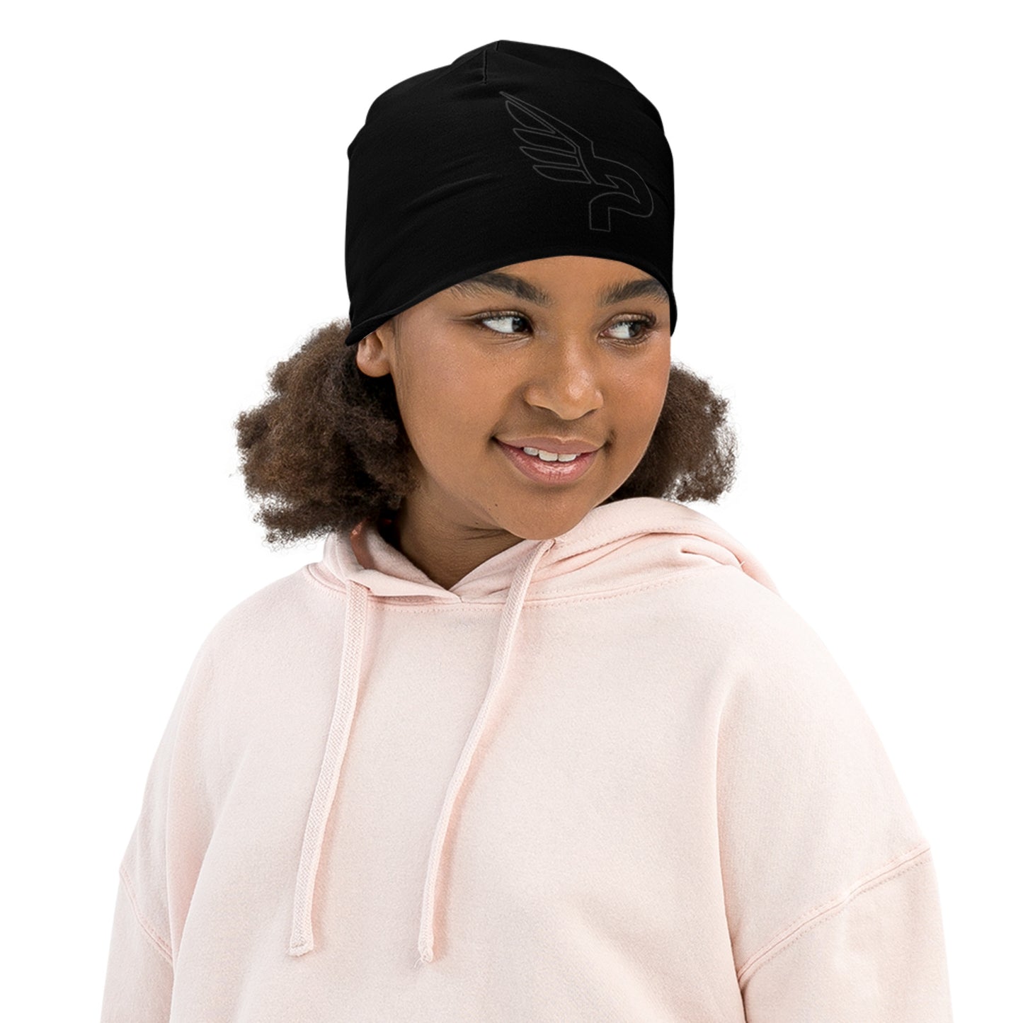 Kids PWRF Black All-Over Print Beanie