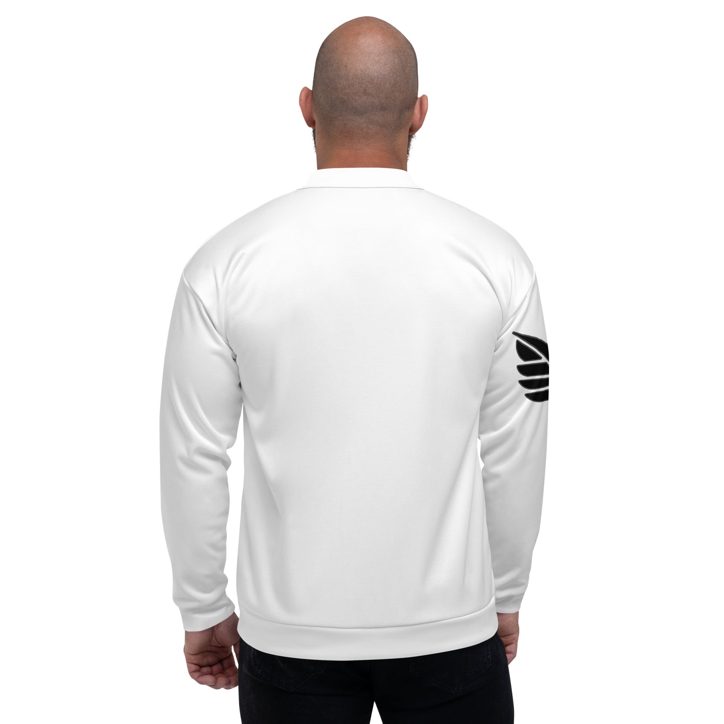 Men's PWRF Brand Black Logo White Unisex Bomber Jacket