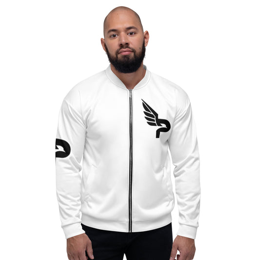 Men's PWRF Brand Black Logo White Unisex Bomber Jacket