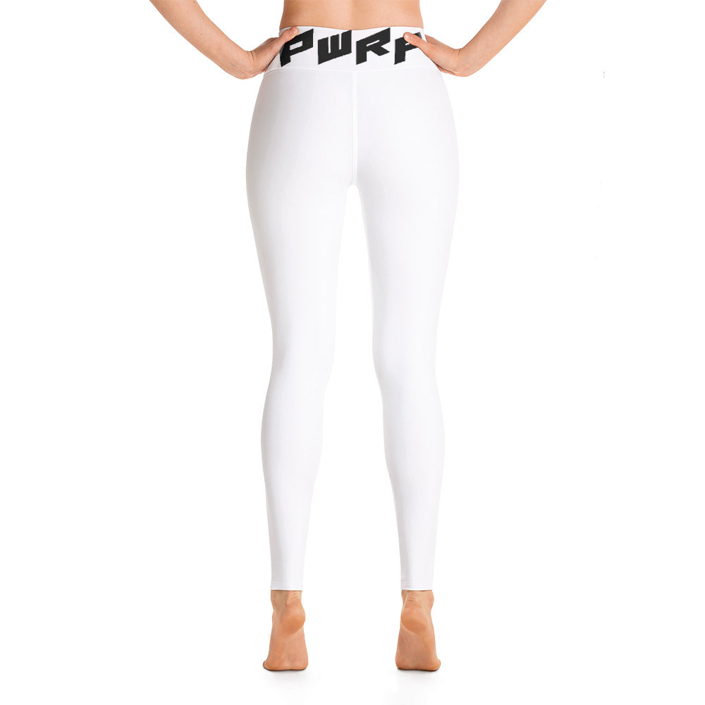 Women's White PWRF Brand Yoga Leggings