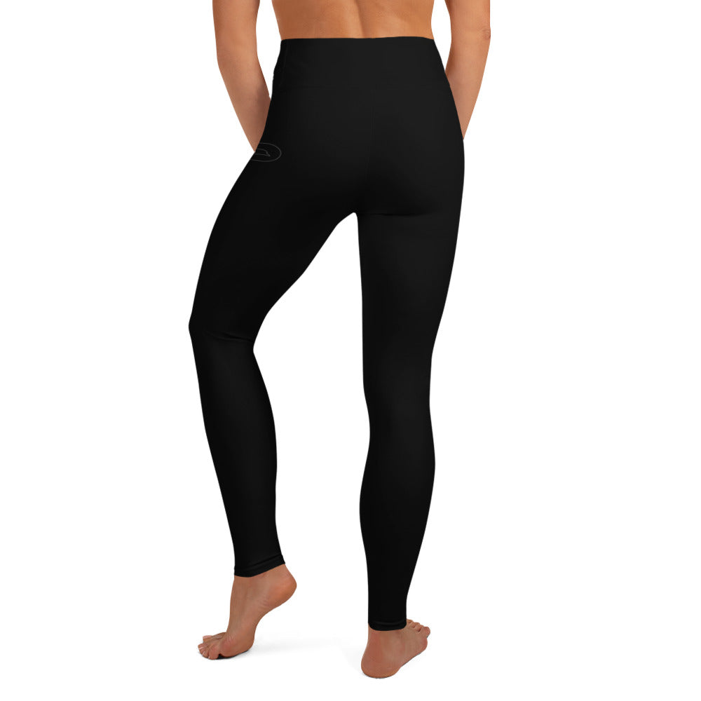 Women's Black PWRF Brand Logo Yoga Leggings