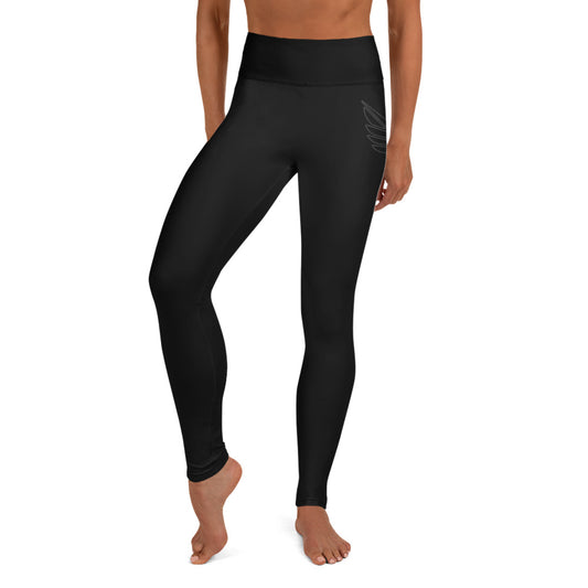 Women's Black PWRF Brand Logo Yoga Leggings