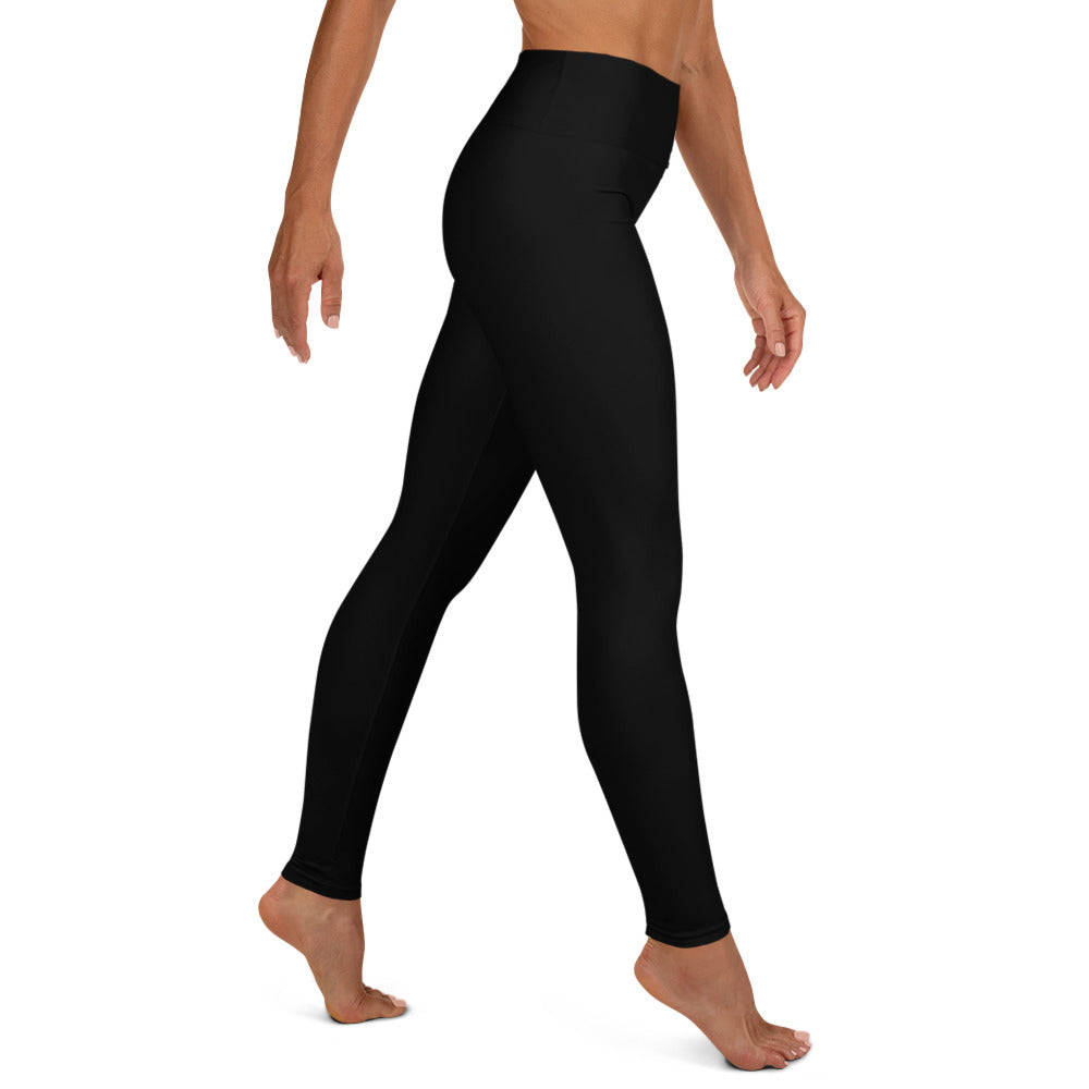 Women's Black PWRF Brand Logo Yoga Leggings