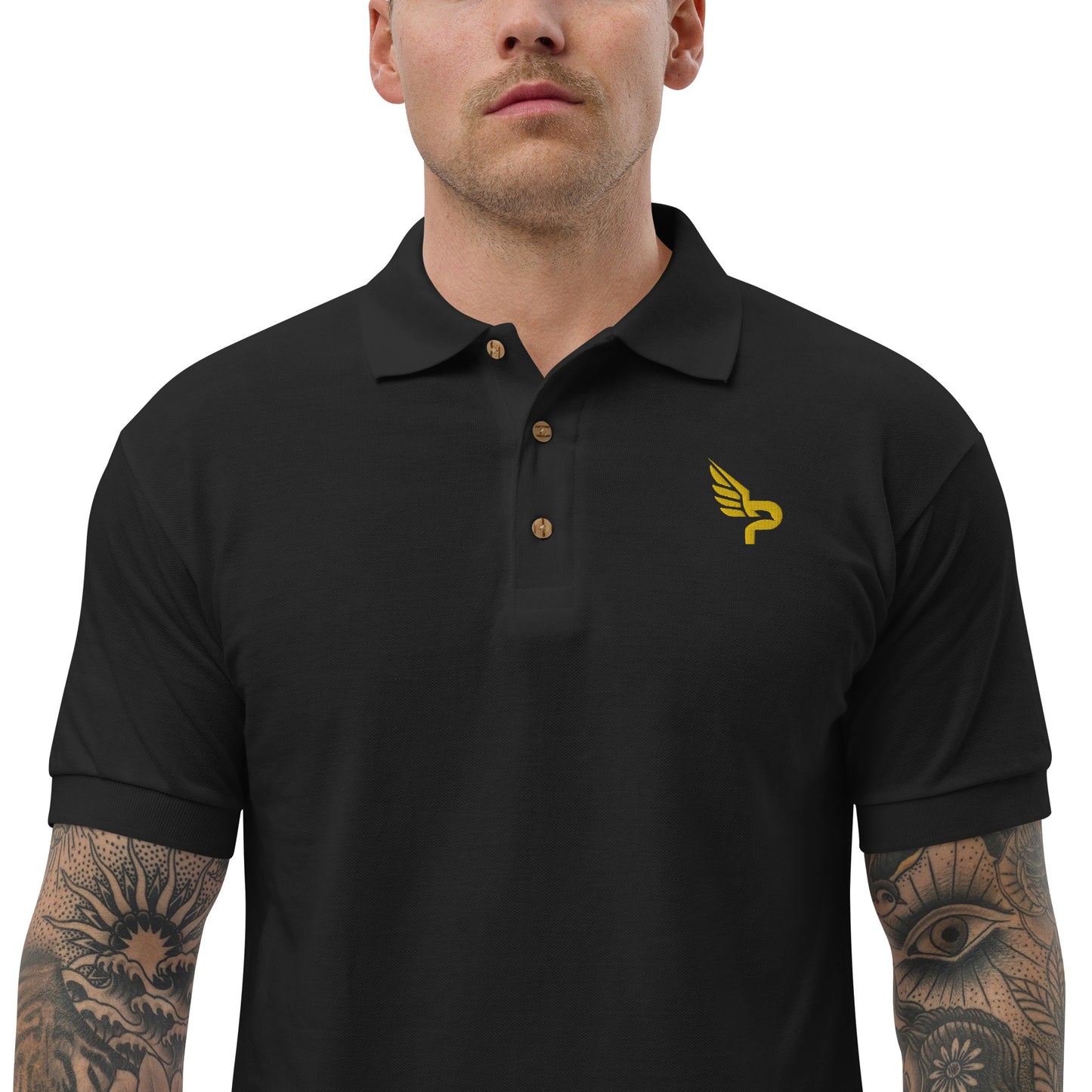 Men's Embroidered Polo Shirt Yellow Logo