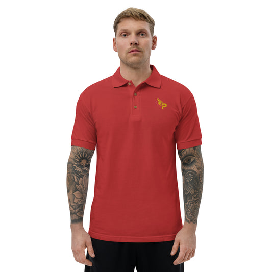 Men's Embroidered Polo Shirt Yellow Logo