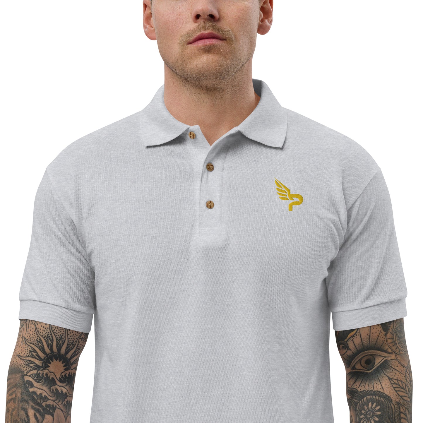 Men's Embroidered Polo Shirt Yellow Logo