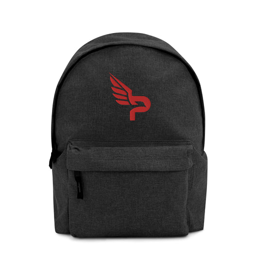 PWRF BRAND Logo Red Embroidered Backpack