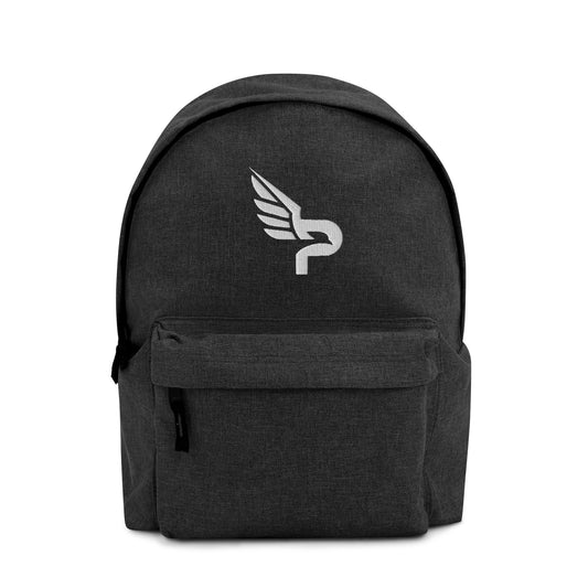 PWRF BRAND Logo White Embroidered Backpack