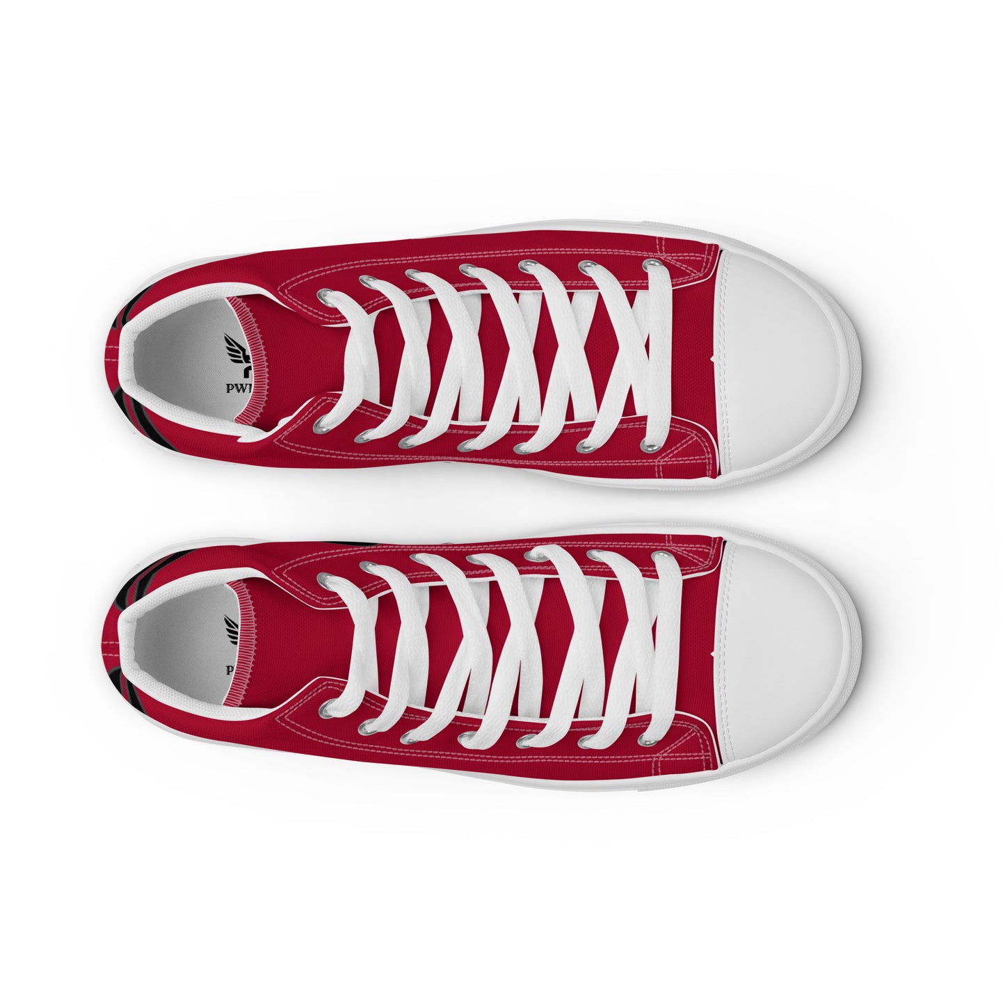 Men’s PWRF Brand Logo on Red High Top Canvas Shoes