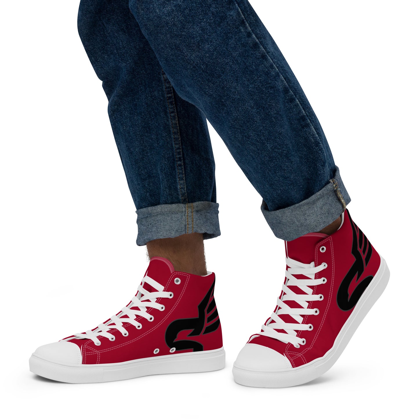 Men’s PWRF Brand Logo on Red High Top Canvas Shoes