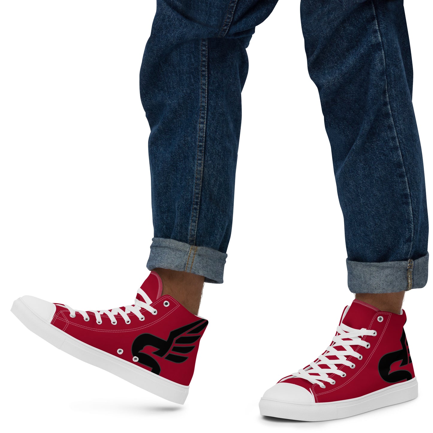 Men’s PWRF Brand Logo on Red High Top Canvas Shoes