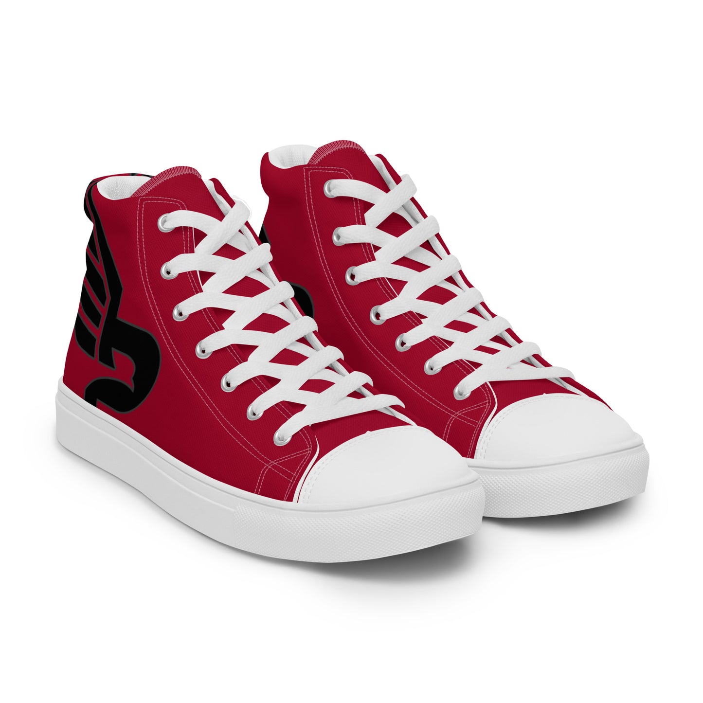 Men’s PWRF Brand Logo on Red High Top Canvas Shoes