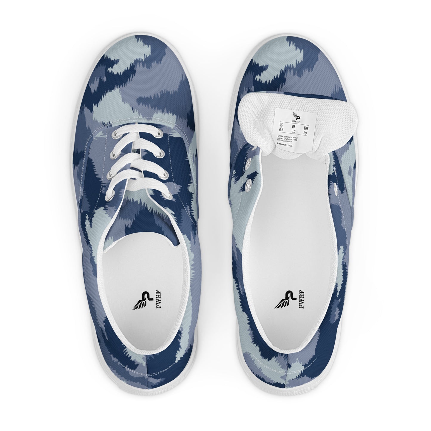 Men's PWRF Brand Blue & Grey Men’s Lace-up Canvas Shoes