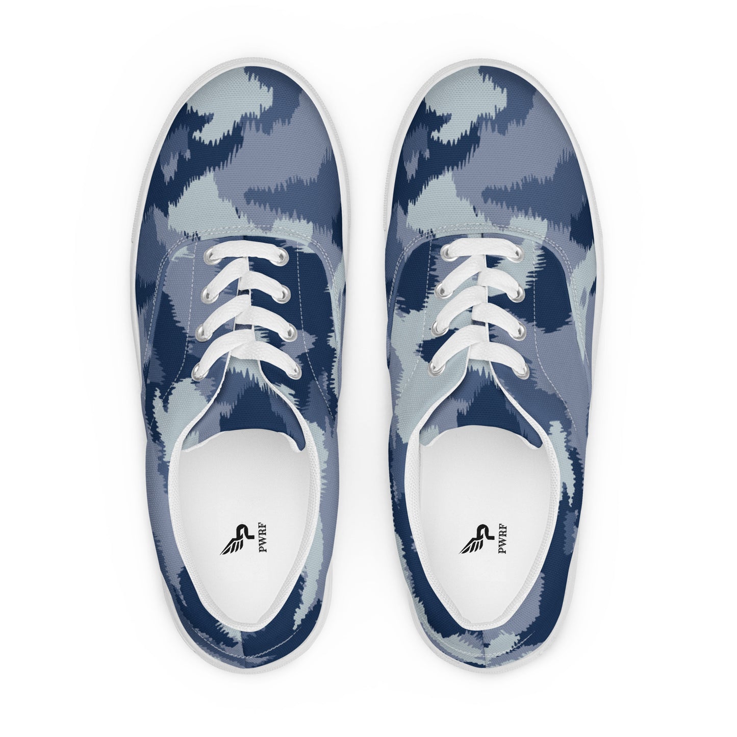 Men's PWRF Brand Blue & Grey Men’s Lace-up Canvas Shoes