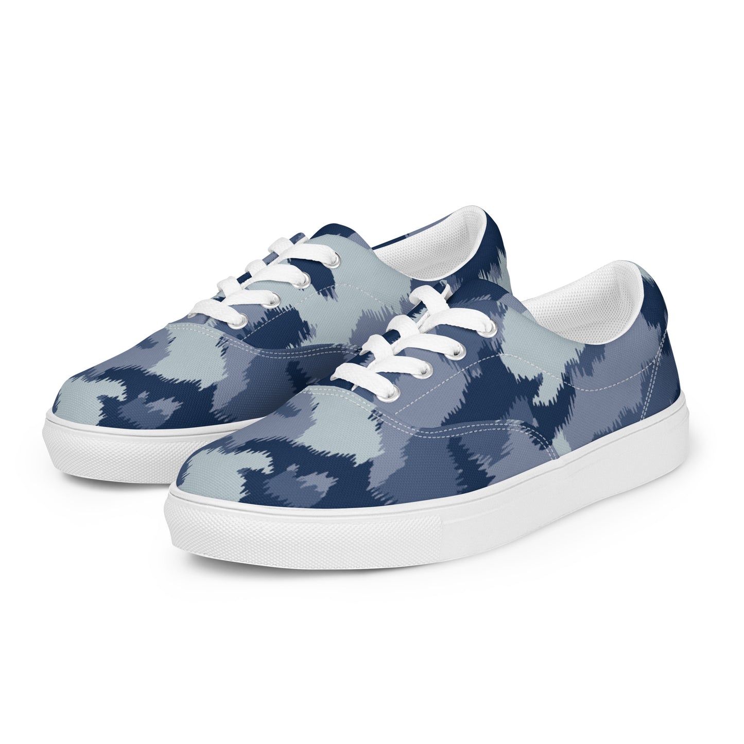 Men's PWRF Brand Blue & Grey Men’s Lace-up Canvas Shoes