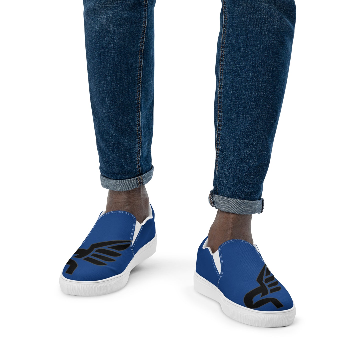 Men’s PWRF Brand Logo on Blue Slip-on Canvas Shoes