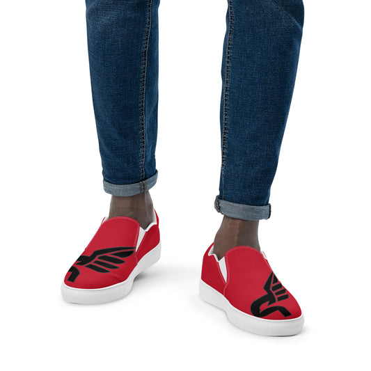 Men’s PWRF Brand Logo on Red Slip-on Canvas Shoes