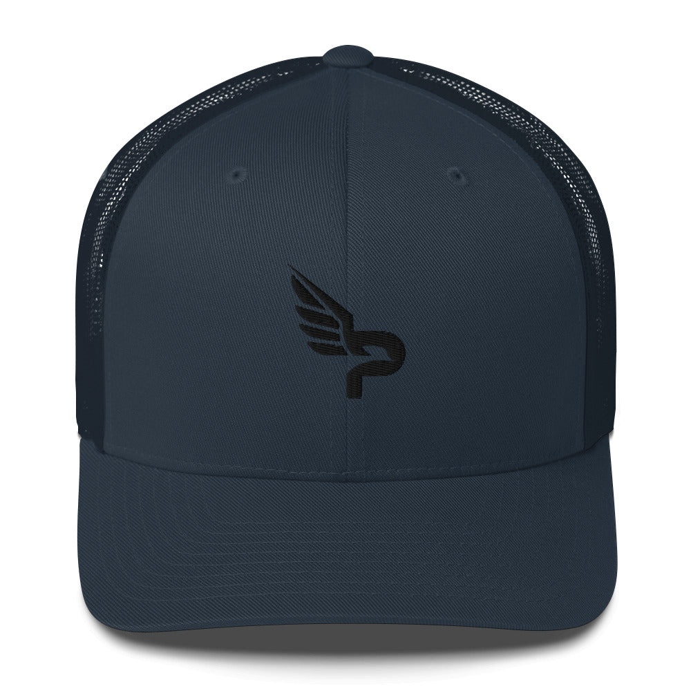 PWRF Brand Black Logo Trucker Cap