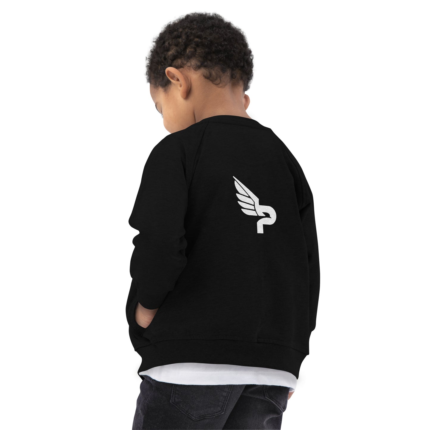 Baby PWRF Brand White Logo Organic Bomber Jacket