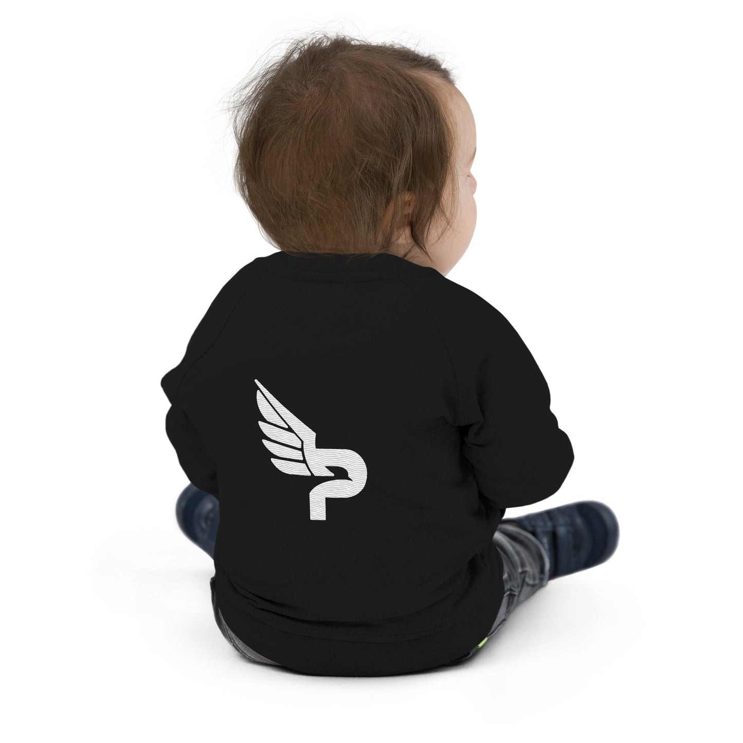 Baby PWRF Brand White Logo Organic Bomber Jacket