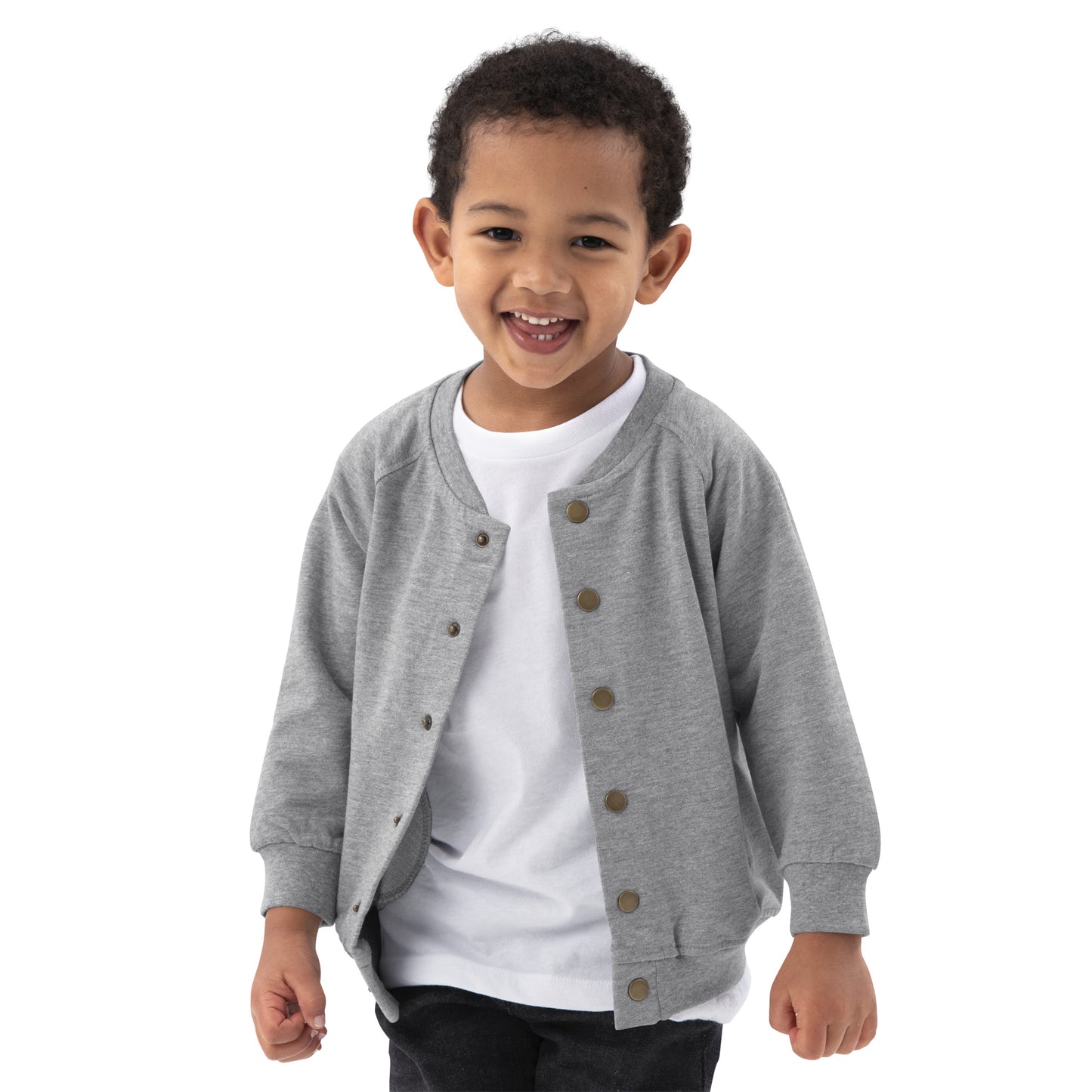 Baby PWRF Brand White Logo Organic Bomber Jacket