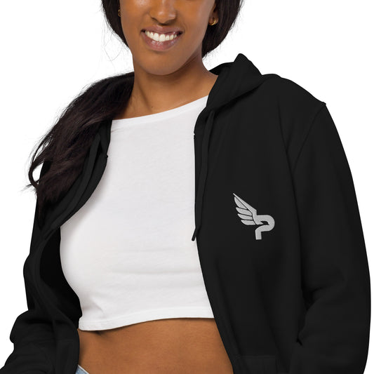 Women's PWRF Brand White Logo Unisex Basic Zip Hoodie