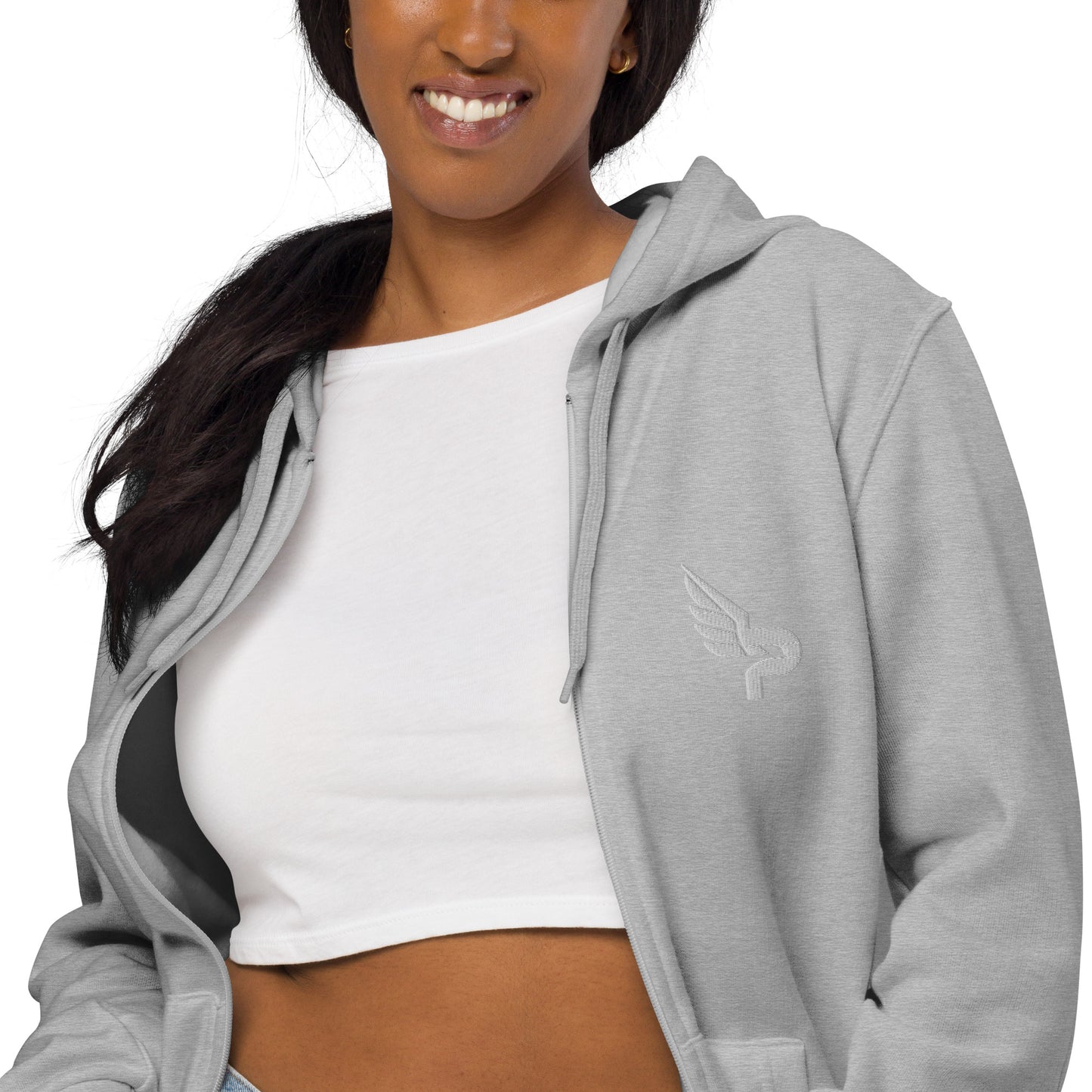 Women's PWRF Brand White Logo Unisex Basic Zip Hoodie