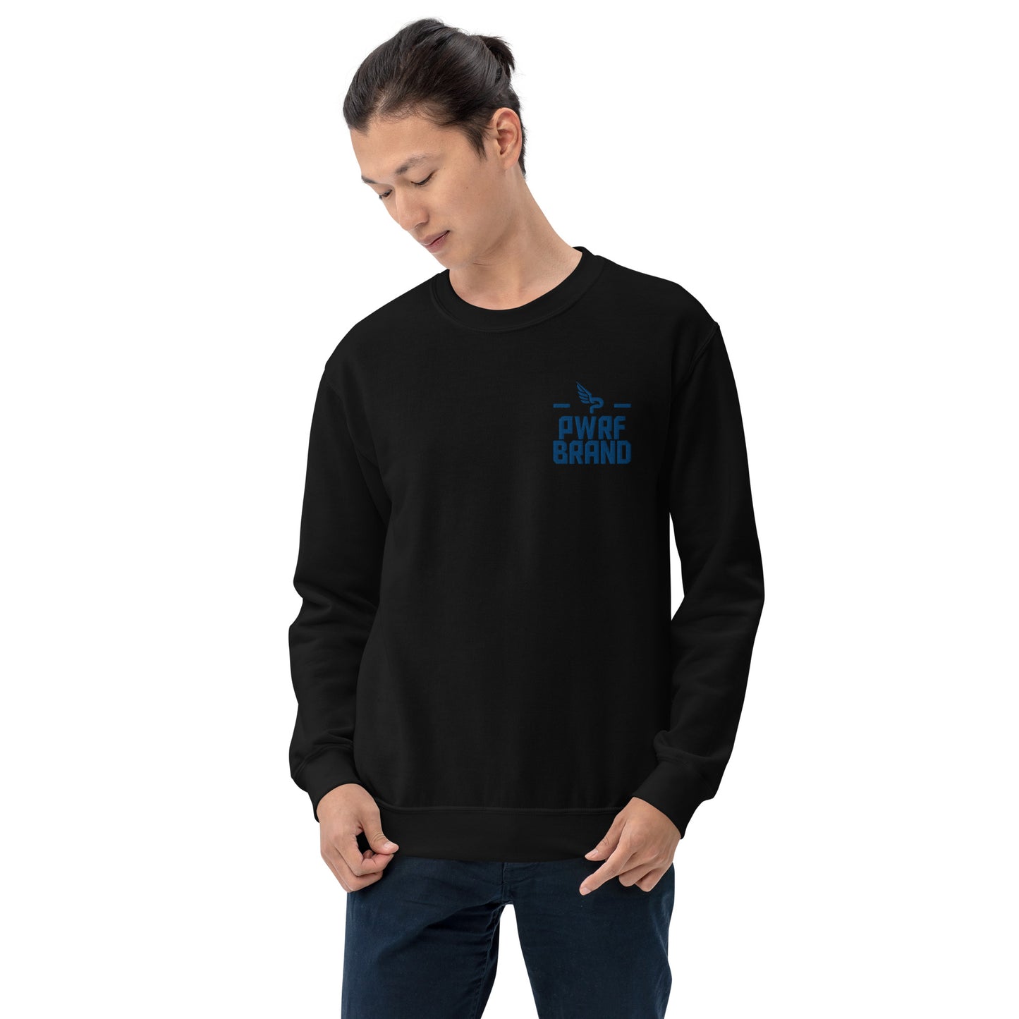 Men's PWRF Brand Blue Embroidered Unisex Sweatshirt