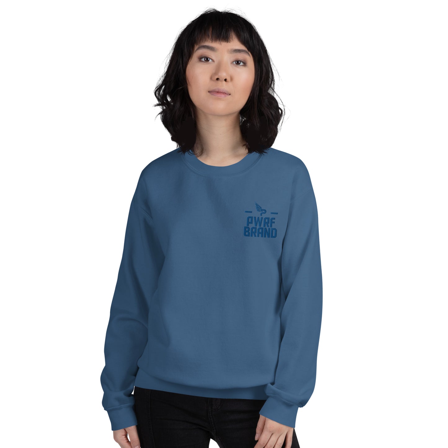 Women's PWRF Brand Blue Embroidered Unisex Sweatshirt