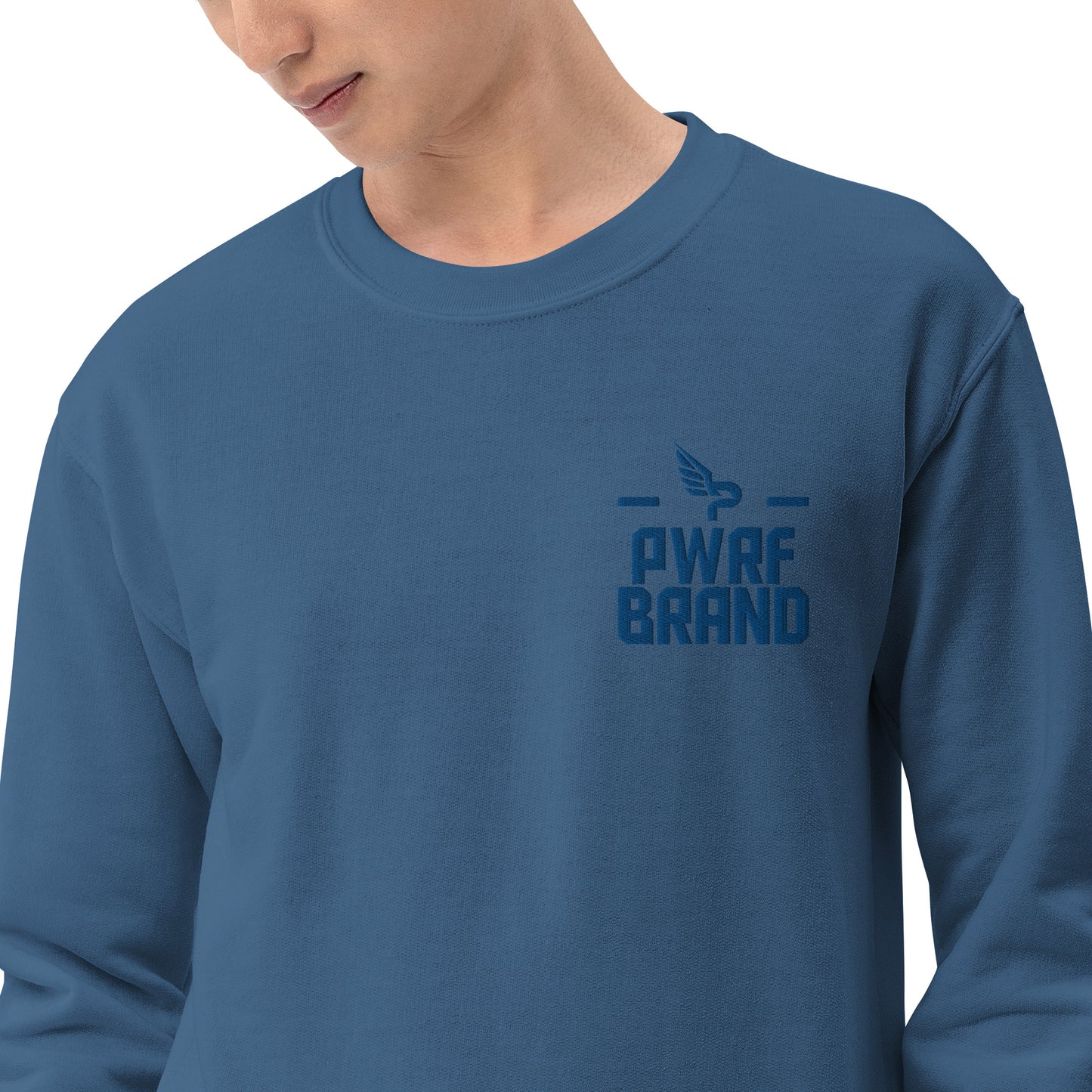 Men's PWRF Brand Blue Embroidered Unisex Sweatshirt