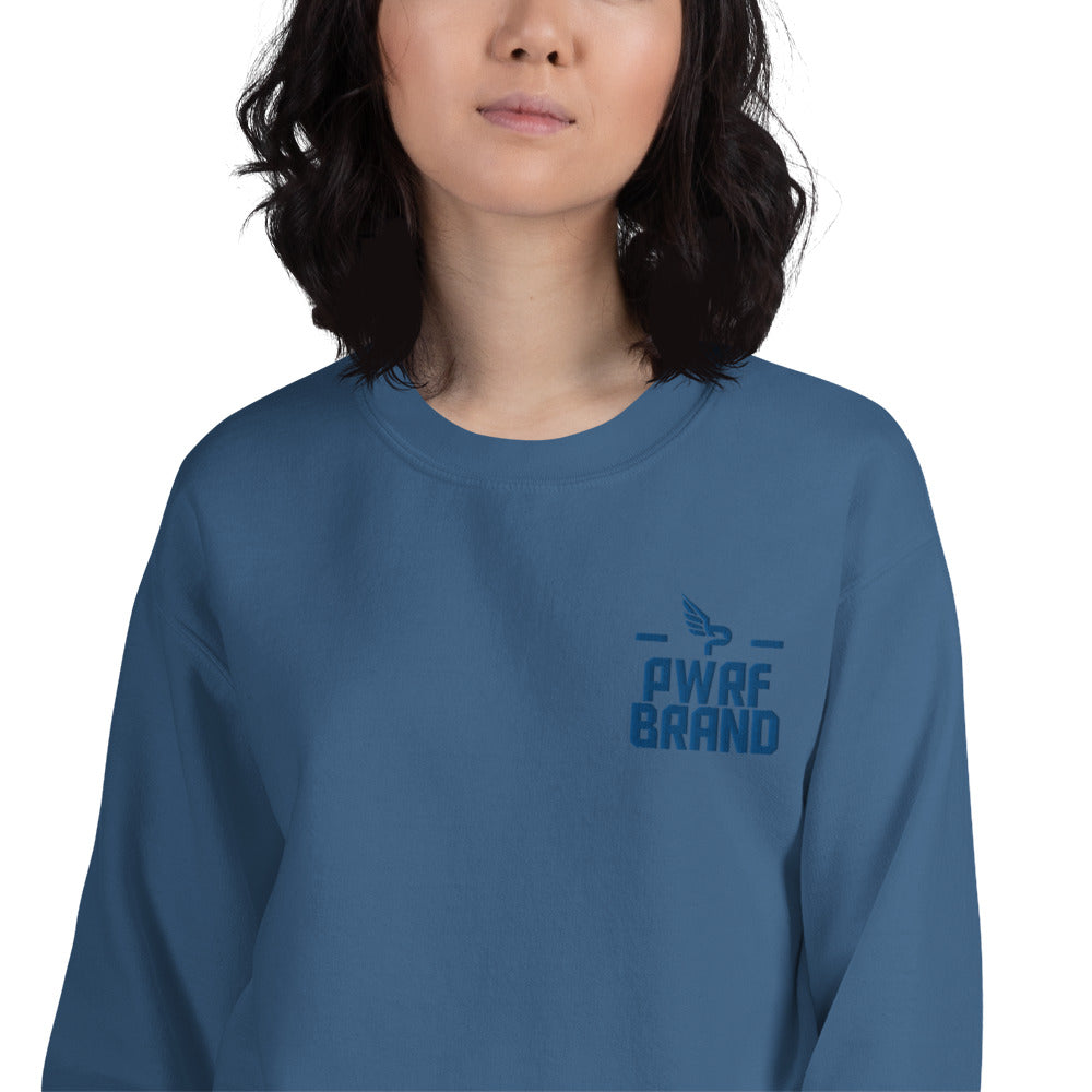 Women's PWRF Brand Blue Embroidered Unisex Sweatshirt