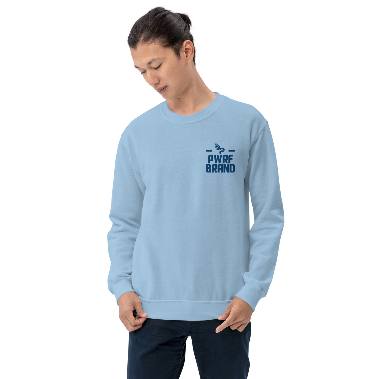 Men's PWRF Brand Blue Embroidered Unisex Sweatshirt