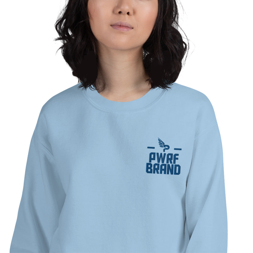 Women's PWRF Brand Blue Embroidered Unisex Sweatshirt