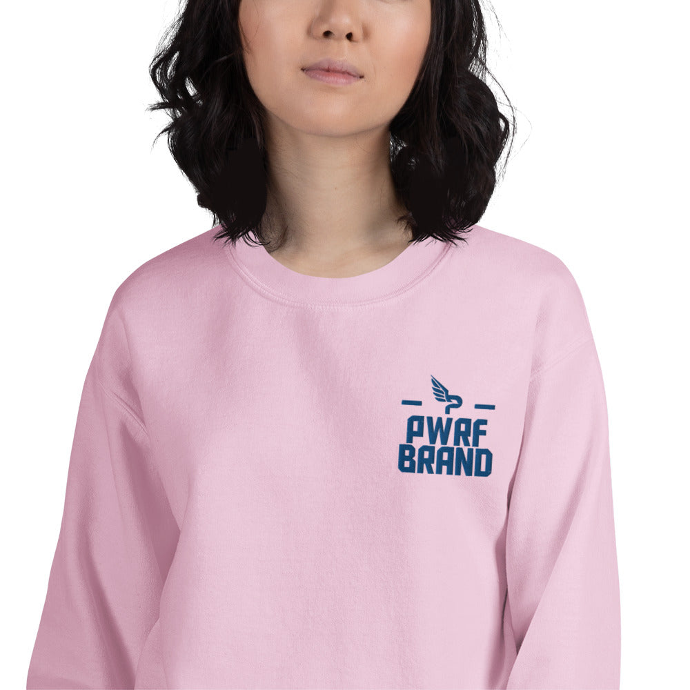 Women's PWRF Brand Blue Embroidered Unisex Sweatshirt